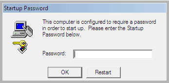 This computer is configured to require a password in order to start up. Please enter the Startup Password below.