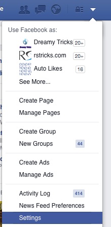 go to facebook settings
