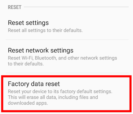 factory data reset